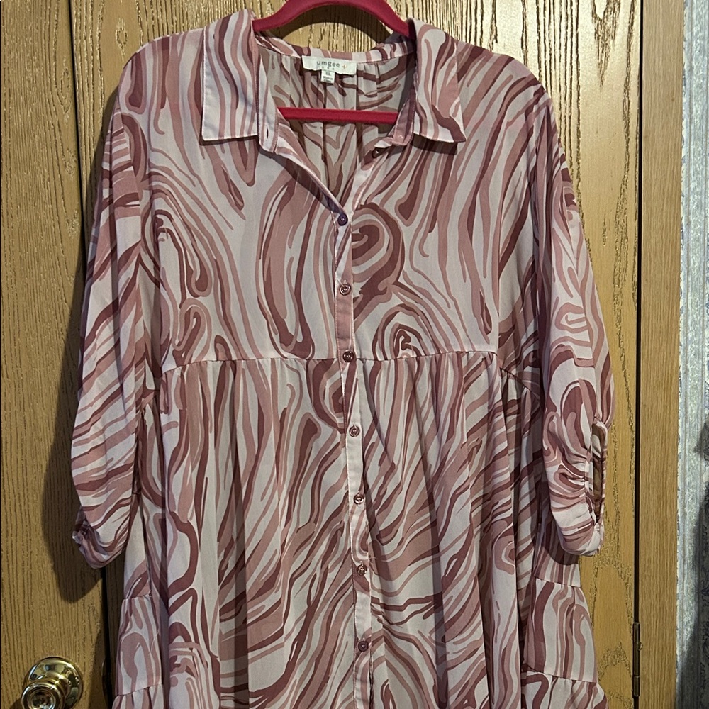 Umgee Pink Swirl Button Down Shirt